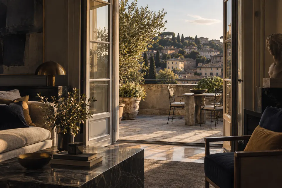 Residenza con terrazza affacciata su un quartiere italiano